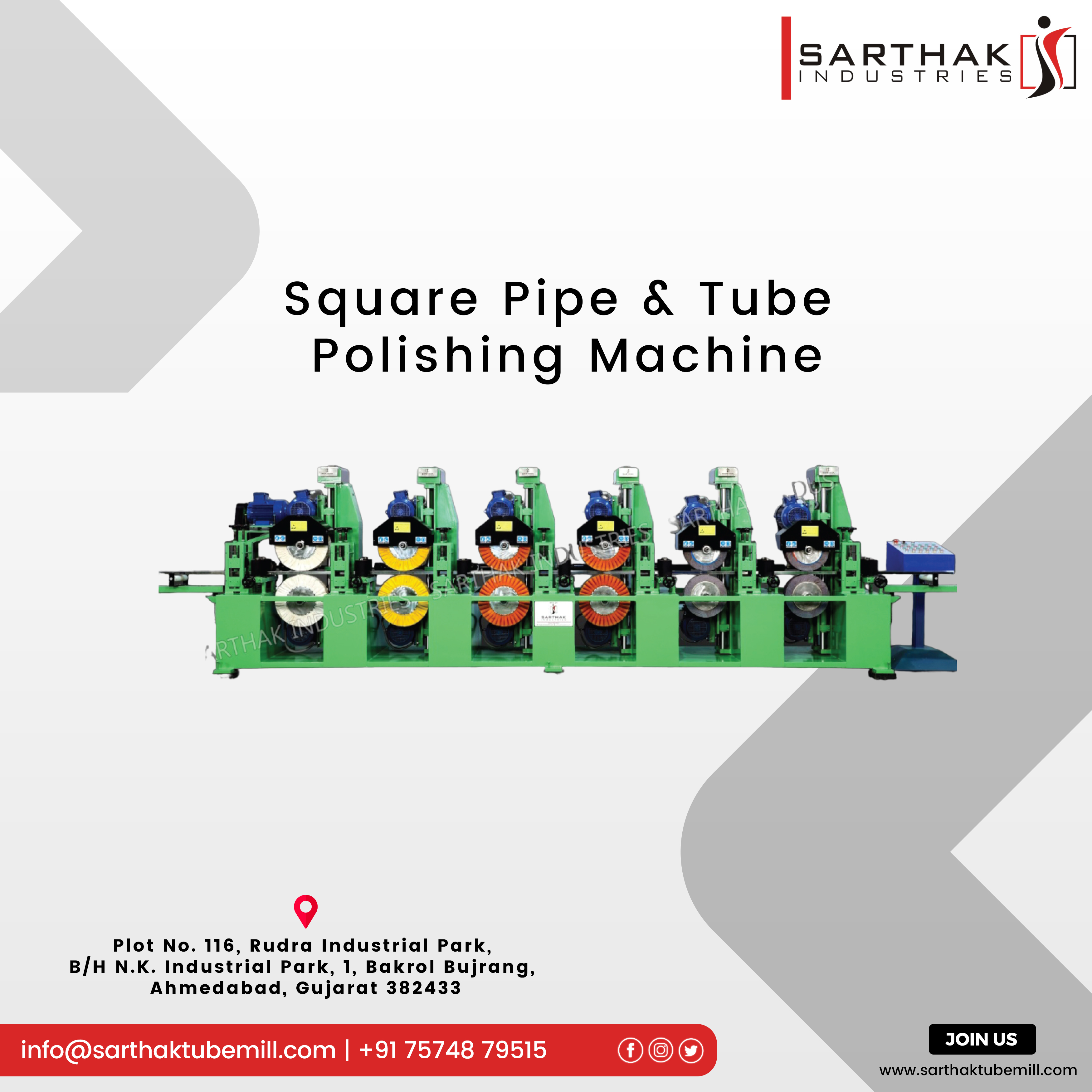 Looking for high-quality SS pipe polishing machines in Ahmedabad, India?